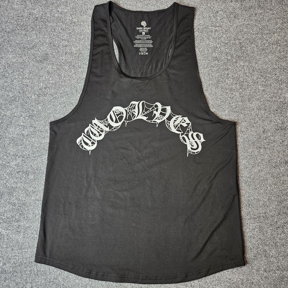 Darc Sport Mens Dry Wolf Tank Top Size XL Black Muscle Gym Workout Weightlifting